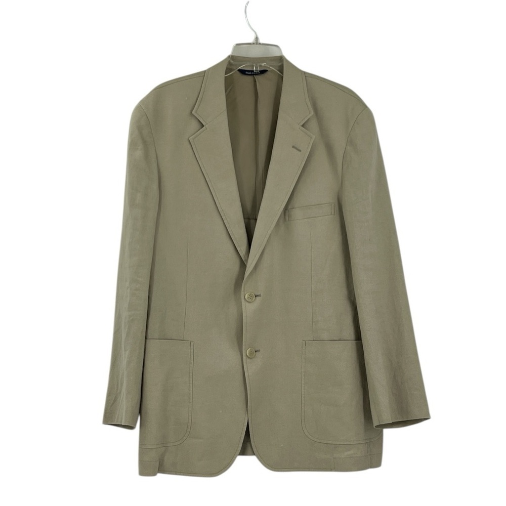 Alan Flusser Men’s Blazer 100% Linen Sport Coat Large Beige Lightweight